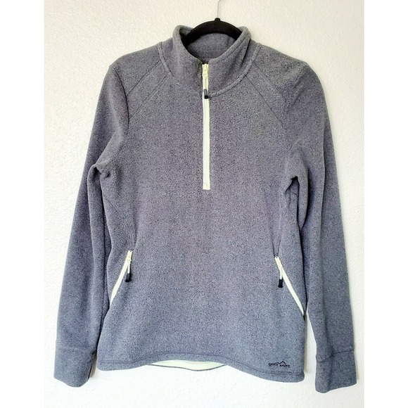 Eddie Bauer Gray Fleece‎ Jacket With Yellow Zipper Accents. Size M - Picture 1 of 8